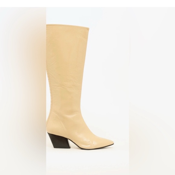 Aeyde Shoes - Aeyde Harper Biege Patent Leather knee Boots 40=9